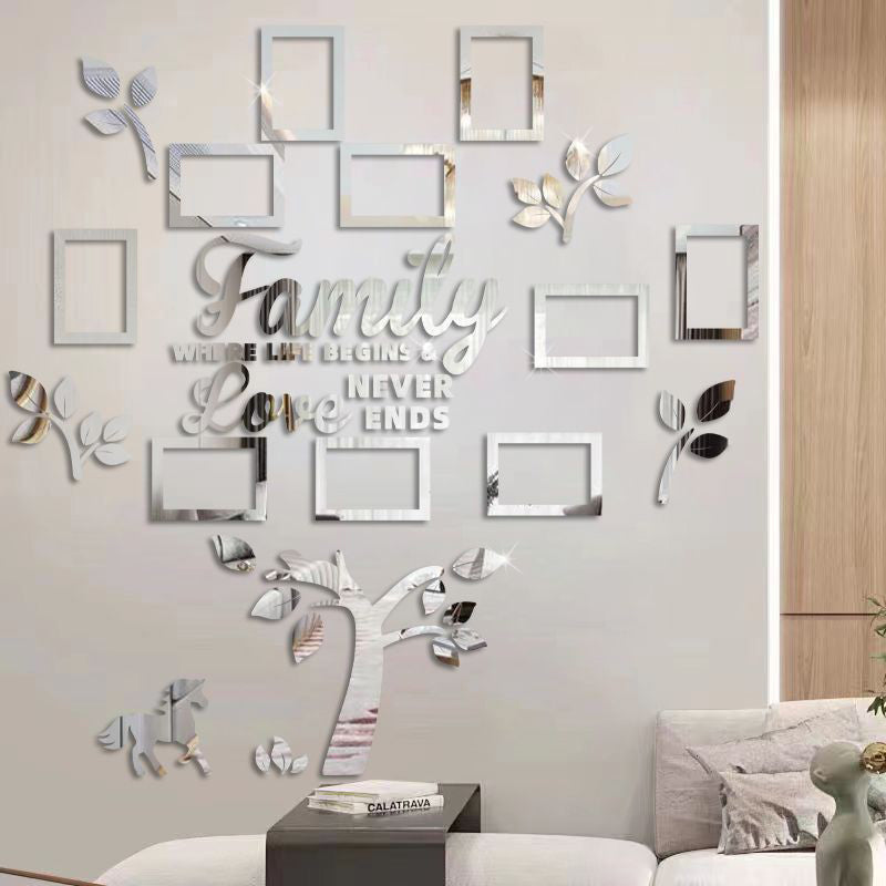 ✨ Adhesivo de pared con marco de fotos de árbol genealógico 3D: estilo moderno, superficie brillante, autoadhesivo 🏡