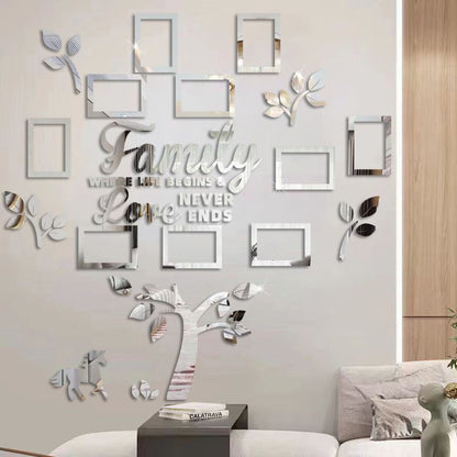 ✨ Adhesivo de pared con marco de fotos de árbol genealógico 3D: estilo moderno, superficie brillante, autoadhesivo 🏡
