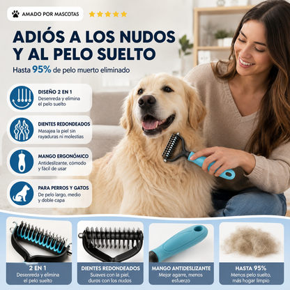 【compre uno y llévese otro gratis】🐾 Herramienta profesional para eliminar el pelo muerto de perros y gatos: suave, eficaz y un hogar libre de pelo ✨💖