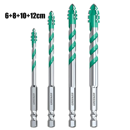 🔥【6+8+10+12mm】【4 piezas】Broca universal 4 filos: abre agujeros más rápidos, limpios y sin esfuerzo en todos los materiales.