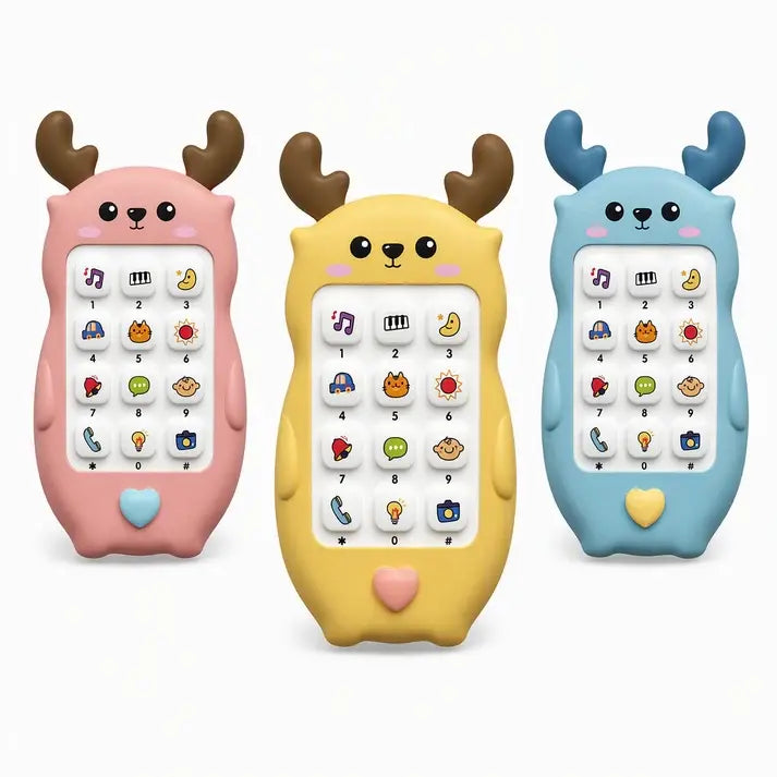 🎁2 kus 520 Kč🎨 Dětský telefon na hraní s motivem jelínka: dvojjazyčný vzdělávací chytrý telefon s hudbou a příběhy pro batolata.