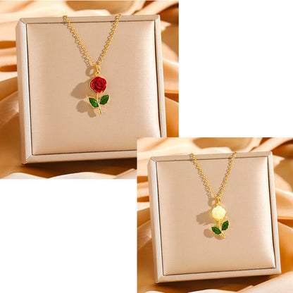 🔥Compra 1 y llévate 1 gratis🔥🌹💎 Collar con colgante de rosa para mujer