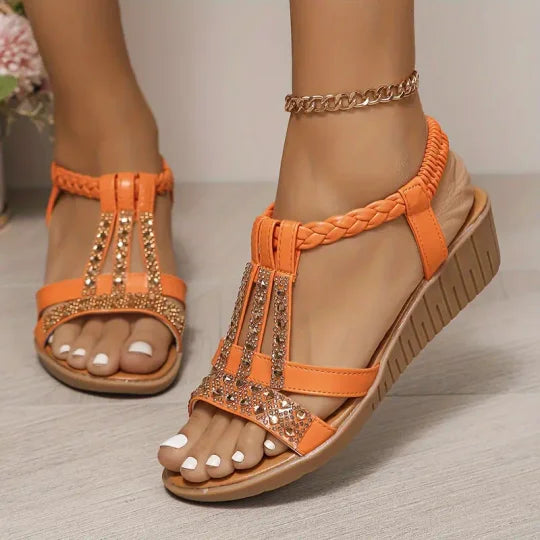 🌟[50%OFF]👡[34-43] Verano 2026Nuevas sandalias de cuña con diamantes de imitación para mujer