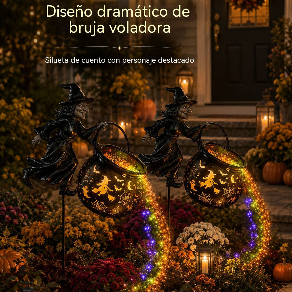 🎁🎃🔮Luz de jardín con forma de caldero de bruja para Halloween