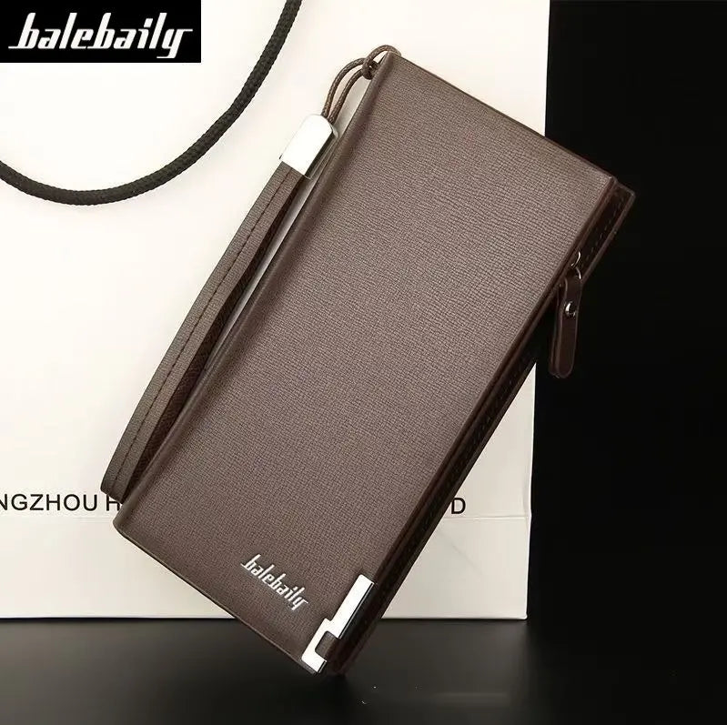 Nueva cartera larga para hombre con múltiples capas y ranuras para varias tarjetas.