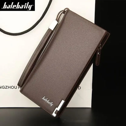 Nueva cartera larga para hombre con múltiples capas y ranuras para varias tarjetas.