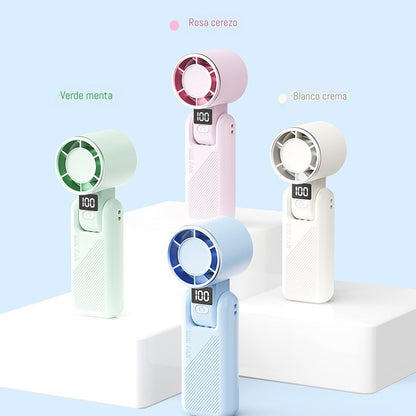 🥰 【Compra 1 y llévate 1 gratis】💦🌬️ Mini ventilador portátil plegable con pantalla digital USB de 100 velocidades