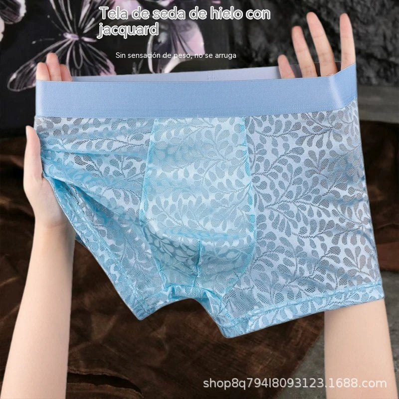 【L-4XL】Ropa interior de malla de seda helada para hombre, tallas grandes, transpirable.-【55-100kg】