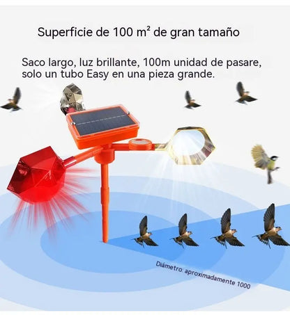 Nuevo ahuyentador de pájaros con voz ajustable, alimentado por energía solar y eólica, mejorado