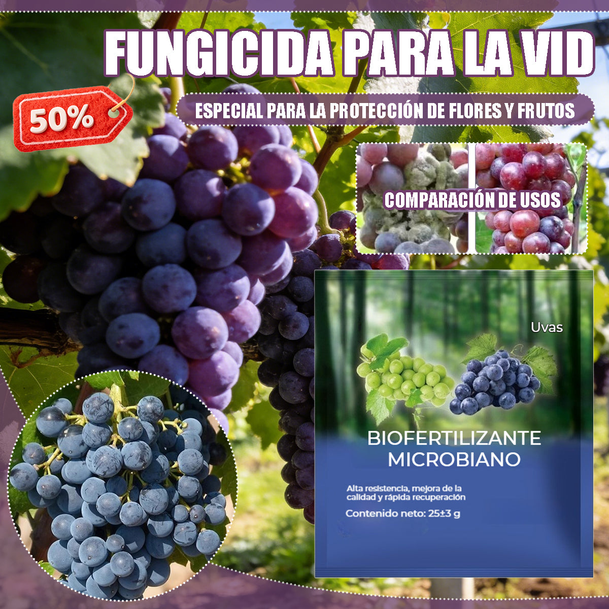 🍇【Compra 5 y llévate 5 gratis】🍇【10 bolsas】🍇Preparaciones biológicas de la uva｜Prevención de enfermedades fuertes｜Prevenir y controlar el oídio y aumentar la producción.