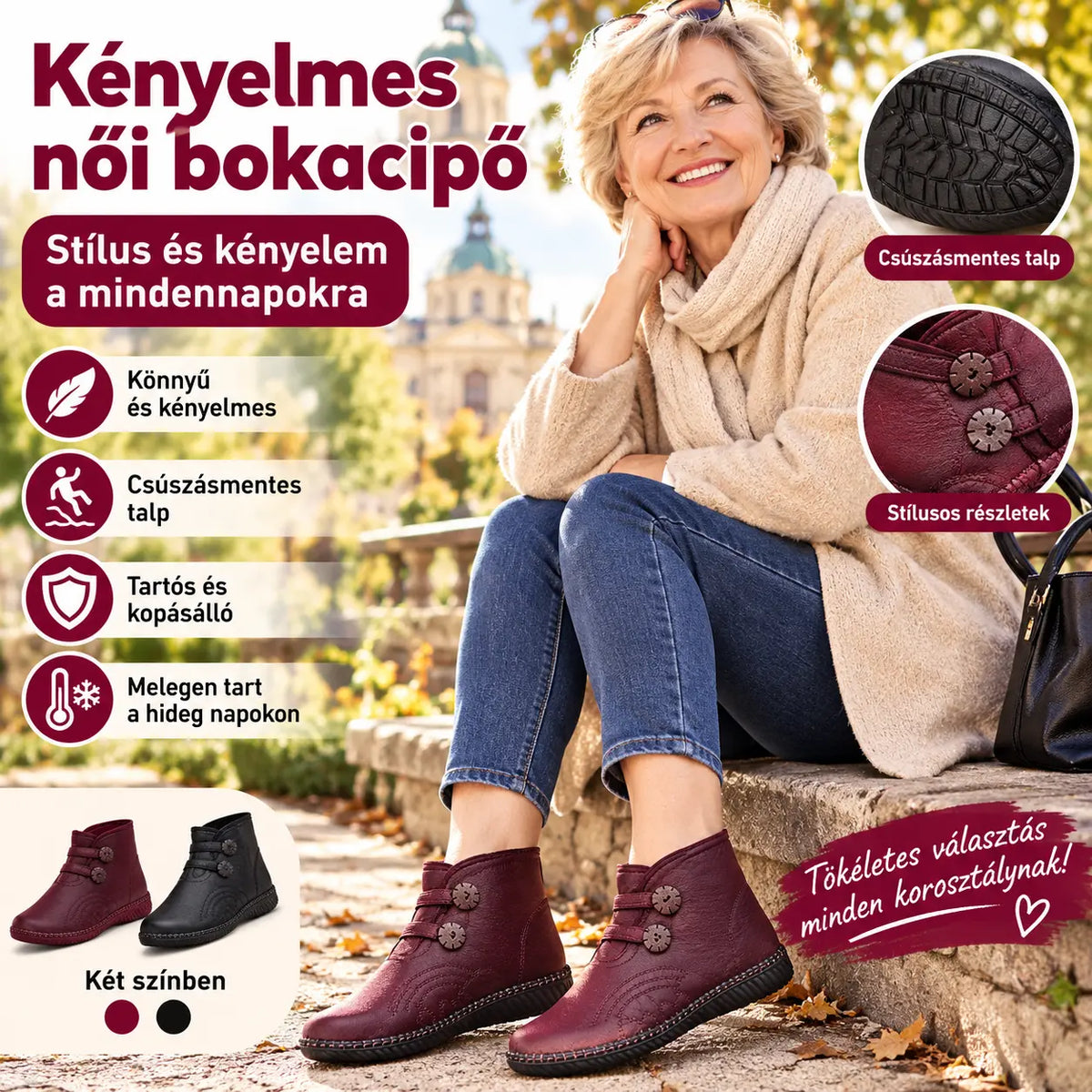 【50%OFF】💥【35-40】Női bőr, pamut, csúszásmentes, kézzel készített cipők őszre és télre