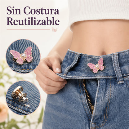 🦋Pantalones abotonados con botón de cintura de mariposa de perla cintura fija