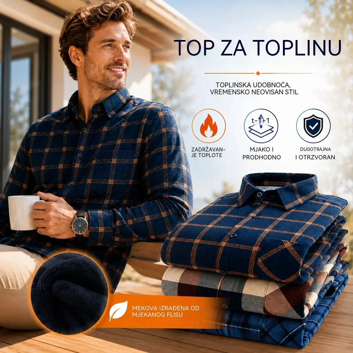 👔【L-5XL】Nova muška termo majica s obostranim plišem za jesen i zimu – moderna i svestrana.