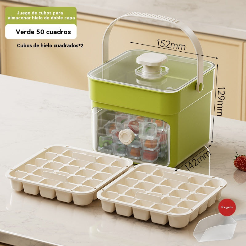 ✨🧊 Máquina de hielo portátil | Con tapa y recipiente para almacenar hielo (hace 50 cubitos de hielo a la vez)