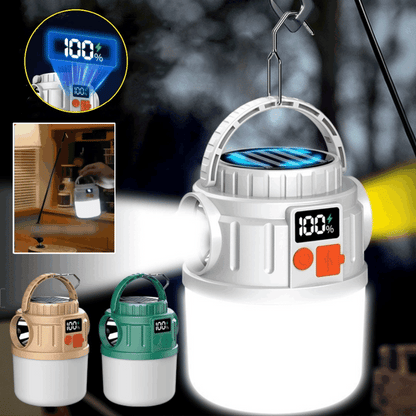 🏕️🌞Luz de camping con pantalla digital recargable solar LED multifunción de emergencia para exteriores
