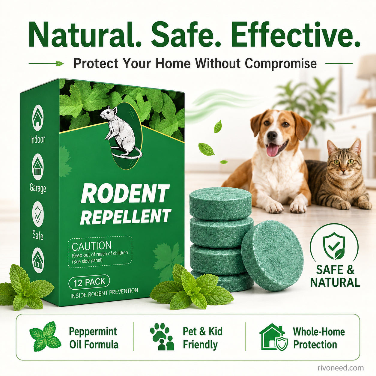 🏠🛡️ Pillole repellenti universali per insetti e roditori – Sicure per animali domestici e selvatici. Non tossiche ed efficaci. Adatte sia per uso interno che esterno. 🐾✅