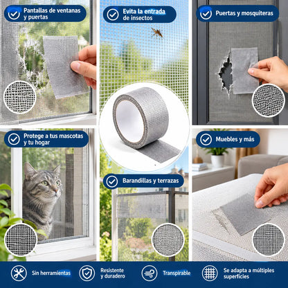 （0.5*2m）🛠️【5 piezas】✨ Cinta Reparadora para Mosquitera Invisible y Resistente al Agua