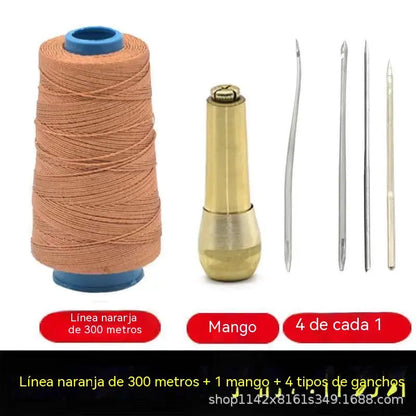 ✨¡50% DE DESCUENTO AHORA!✨ Juego de 5 piezas de lezna para coser cuero con hilo encerado: herramientas de costura manual para marroquinería.
