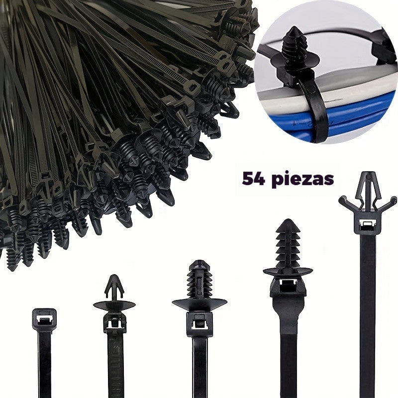 【54PCS】Clips de fijación y bridas para mazos de cables de automoción