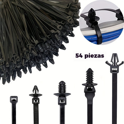 【54PCS】Clips de fijación y bridas para mazos de cables de automoción