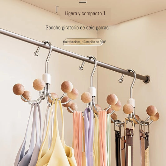 🔥Compra 1 y llévate 1 gratis🔥✨Percha multifuncional giratoria de 360° con 6 ganchos.