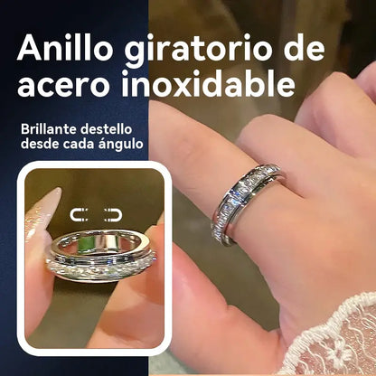 Anillo giratorio Rotation Bar en acero de titanio con circonita