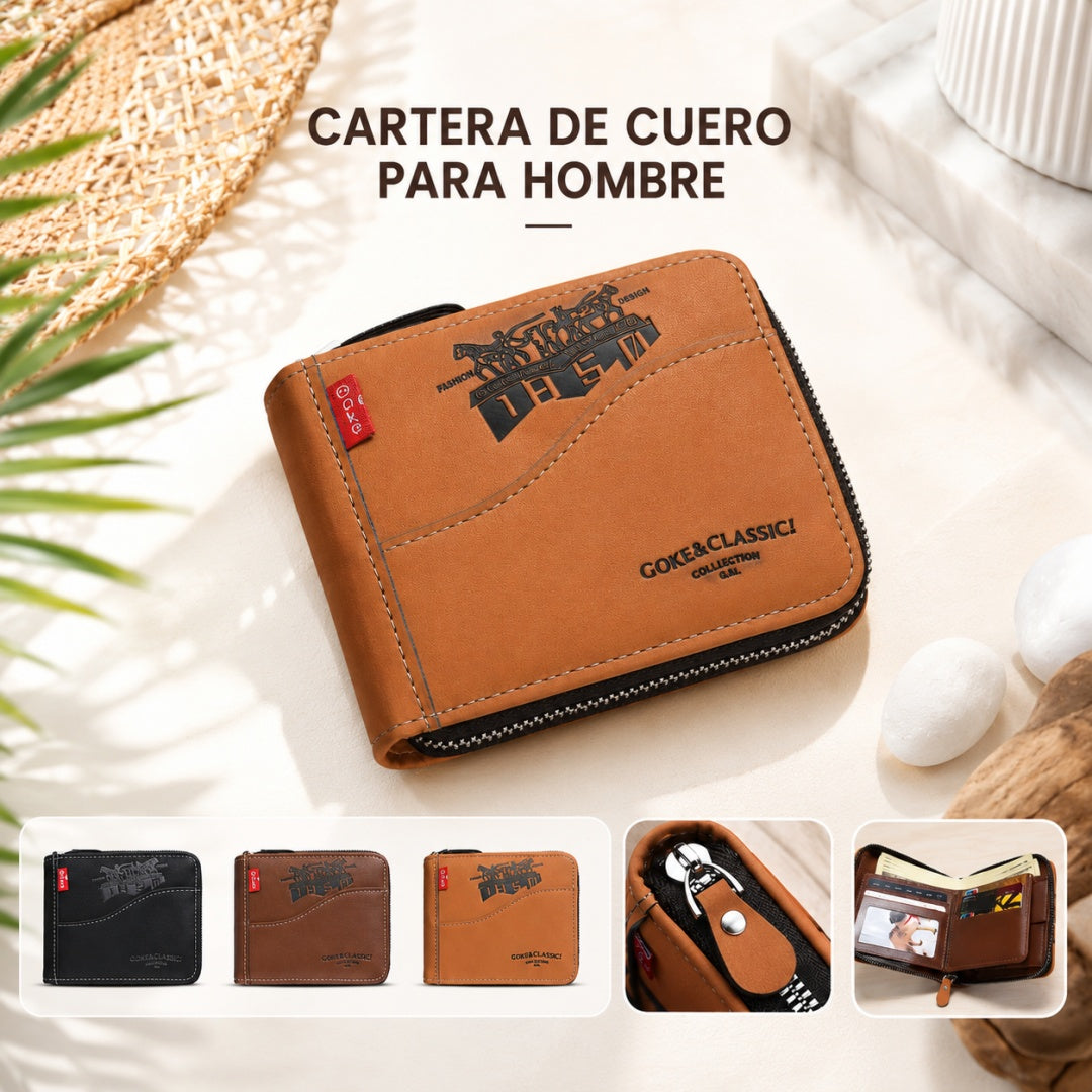 💥💥Nueva cartera corta retro con cremallera para hombre