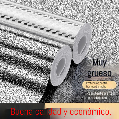 【40cm*10m】🛡️ Lámina Adhesiva de Aluminio Removible – Antigrasa, Resistente al Calor y Fácil de Limpiar