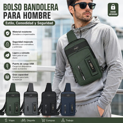🔥Bolso de hombro impermeable con cremallera para hombre