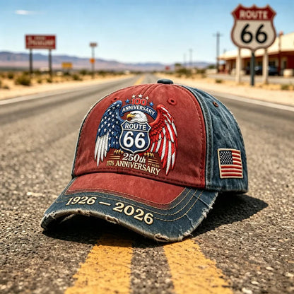 Podesiva retro Route 66 bejzbolska kapa savršen je izbor za ljubitelje biciklizma.