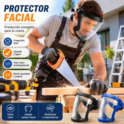 Pantalla facial de plástico de cobertura total para la aplicación de pesticidas agrícolas: equipo de protección y seguridad, unisex.