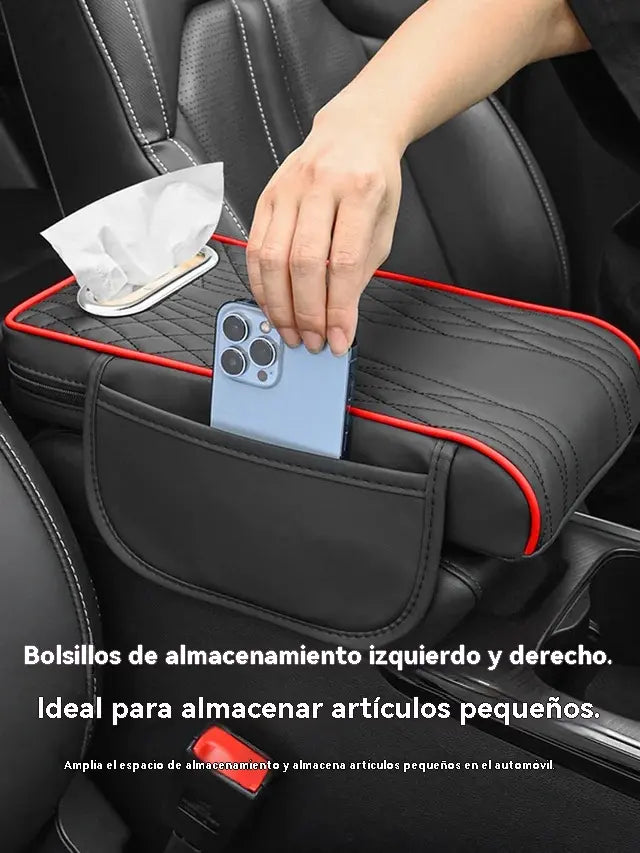 Caja de almacenamiento multifuncional para coche 3 en 1 de piel.