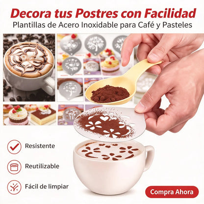 🔥☕ Molde de acero inoxidable para arte latte de café