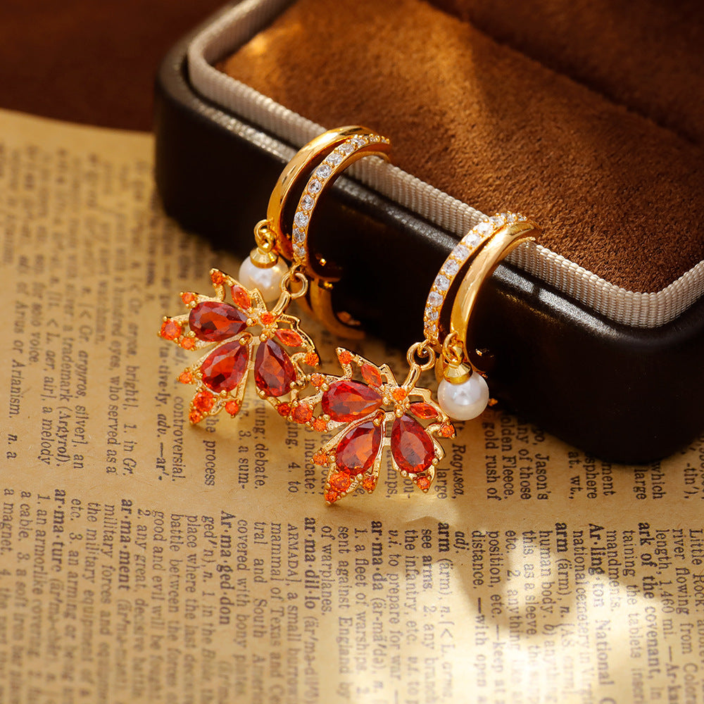 ✨🔥🔥Pendientes de hoja de arce roja sofisticados, elegantes, con estilo y versátiles.