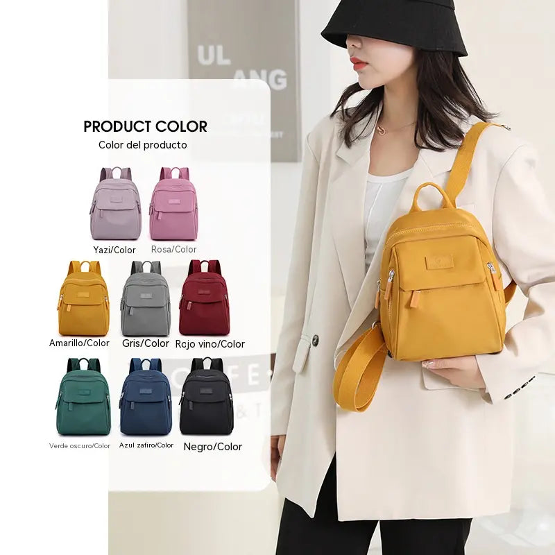 Nueva mochila elegante e informal de gran capacidad y color liso para mujer.