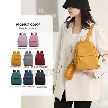 Nueva mochila elegante e informal de gran capacidad y color liso para mujer.