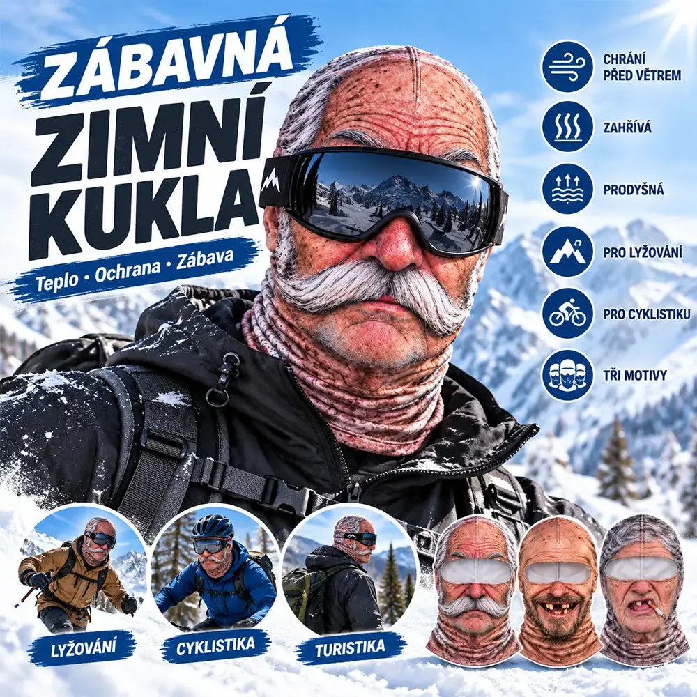 🔥2 kusy 580Kč😎3D zábavná a teplá obličejová maska pro zimní outdoorové sporty