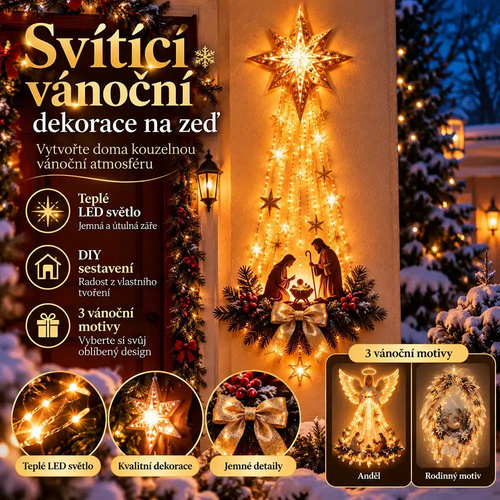 💡✨Zidna dekoracija s osvjetljenjem i božićnim motivom