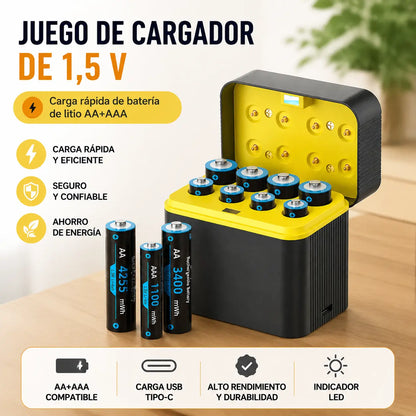 🔋Estuche de carga - Batería de litio recargable AA/AAA