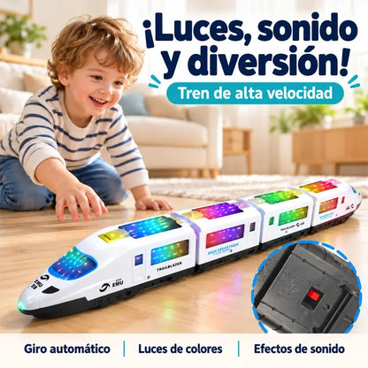 🚄✨ Tren Eléctrico de Juguete para Niños | Tren de Alta Velocidad con Luces 4D, Música y Movimiento Omnidireccional