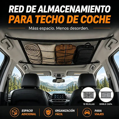 🚗✨ Red de Almacenamiento para Techo del Coche — Organizador Colgante para Aprovechar el Espacio y Mantener el Interior Ordenado