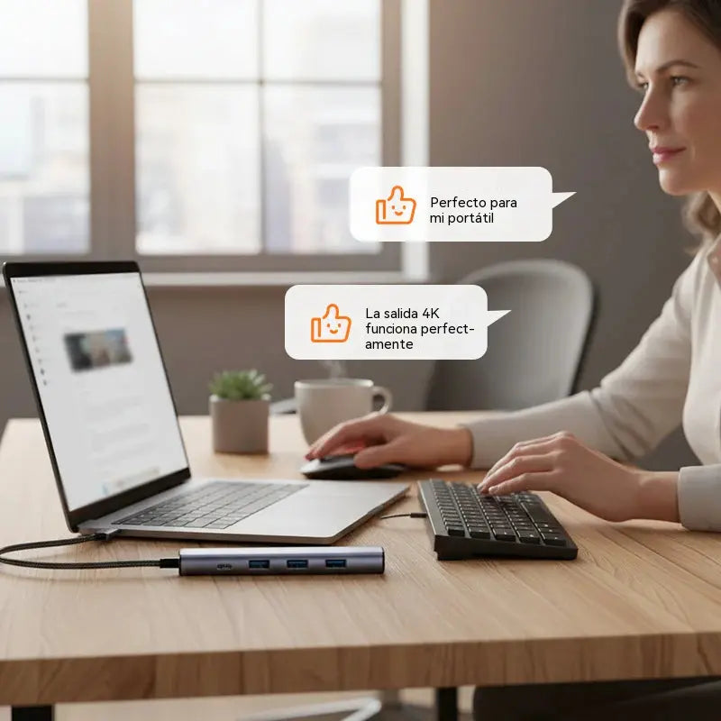 💻Hub USB-C portátil 5 en 1 con salida HDMI 4K