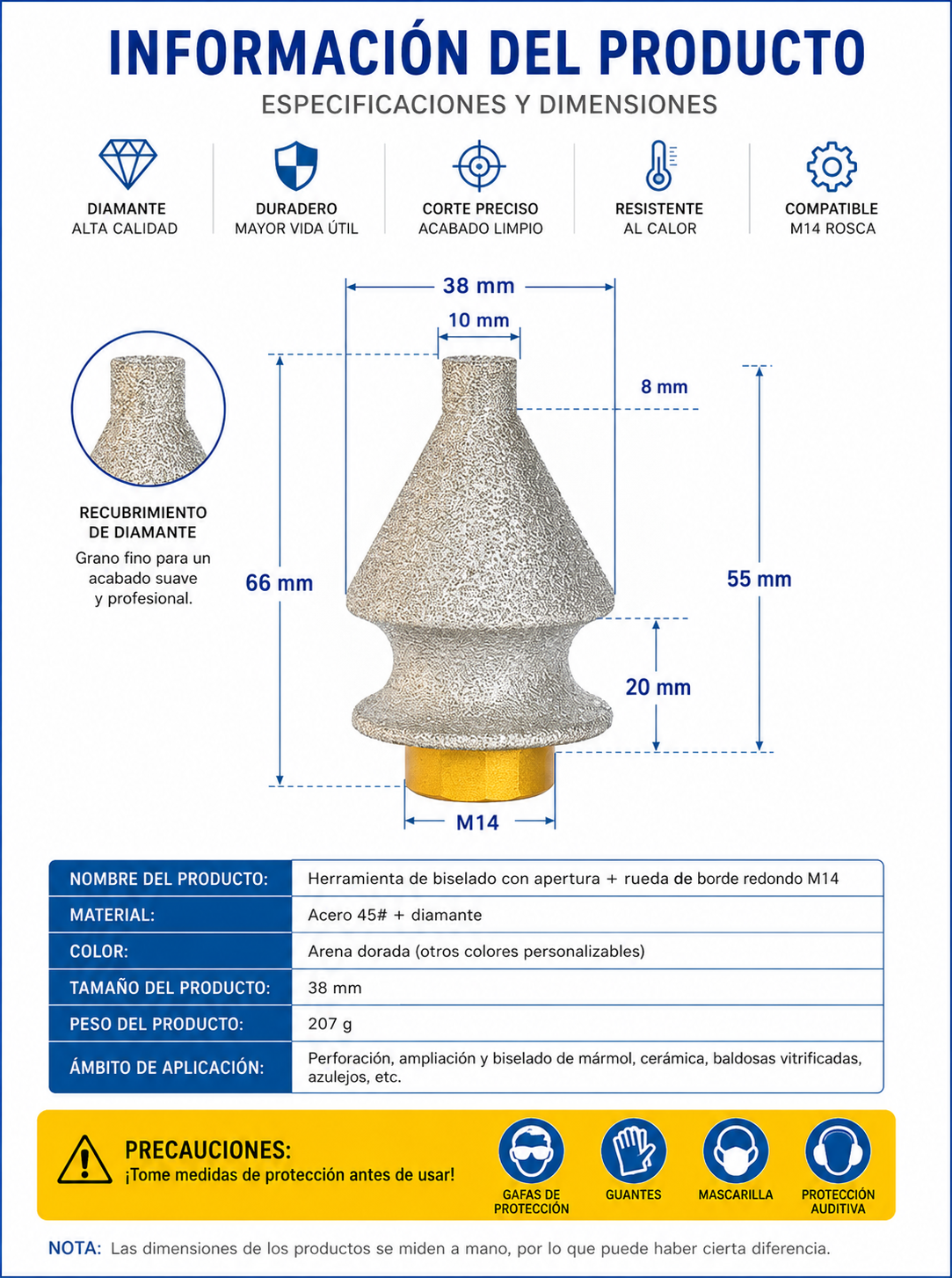 🧰🛠️【38mm】Broca de diamante multifuncional para biselar