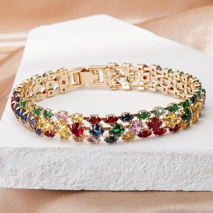 ✨Pulsera de circonitas geométricas coloridas de estilo bohemio