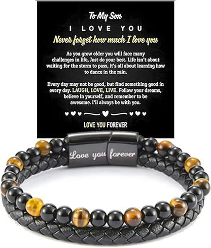🔥Compra 1 y llévate 1 gratis🔥📿Pulsera magnética de cuero con diseño de ojo de tigre para hombre