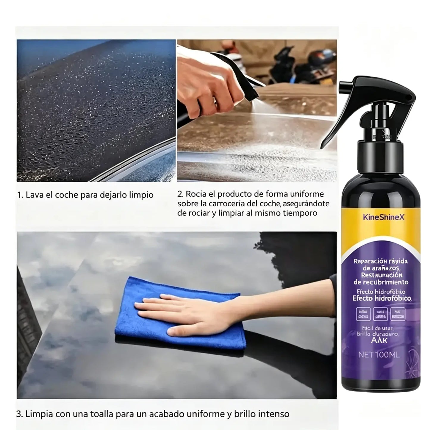 💖3 botellas por 30€⏰50% DE DESCUENTO EN 3 botellas - 🏆Acción rápida para recubrimiento de automóviles