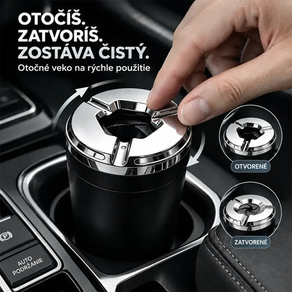 🚗🚬 Auto popolník s otočným vekom – 1+1 zdarma, sada 2 kusov, proti zápachu a popolu, univerzálny do držiaka nápojov.