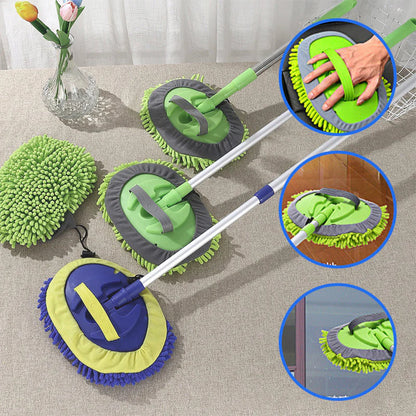 🚗 ¡50% DE DESCUENTO AHORA! 🧽 Fregona telescópica de aluminio resistente con mango largo para lavado de coches: microfibra suave, antiarañazos y longitud ajustable ✨