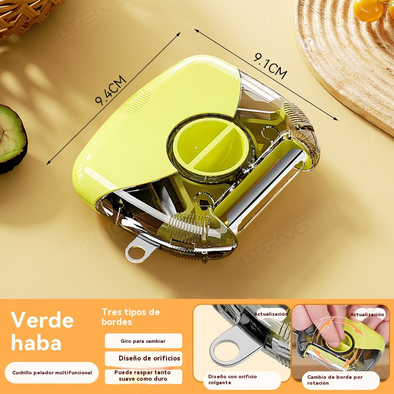 🔥🔥Pelador multifuncional portátil 3 en 1 para cocina: corta en rodajas, pela y ralla.