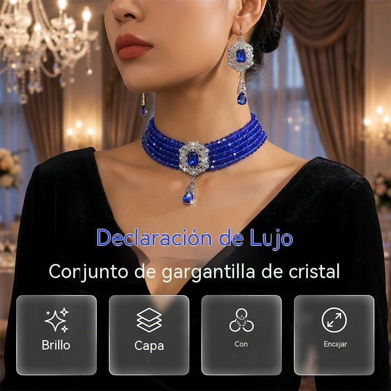 🌹 ¡¡50% DE DESCUENTO AHORA!! 🌹 Conjunto de lujo con collar y pendientes de cristal
